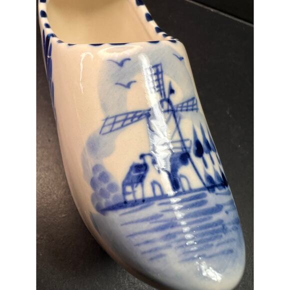 Vintage Blue White Delft Style Ceramic Dutch Clog Souvenir Trinket Dish 4" - Picture 7 of 11